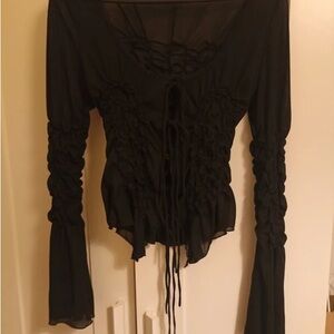 Zara Black Ruched Blouse